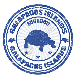 加拉帕戈斯群岛内书写文字的蓝色橡皮图插画