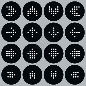 箭头符号数字显示流行的单色图标反向样式灰色背景上的简单圆形图片