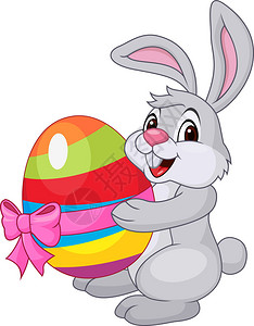 带复活节鸡蛋的可爱小兔图片