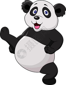 可爱的熊猫做武术的插图在白色上被隔离背景图片