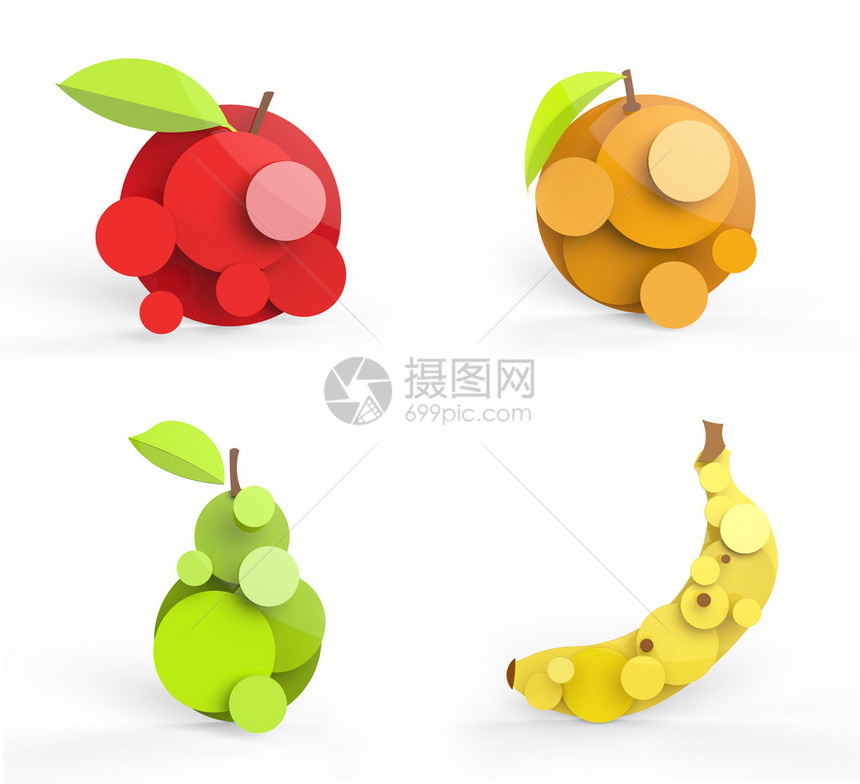 4种水果以矢量为外观图片