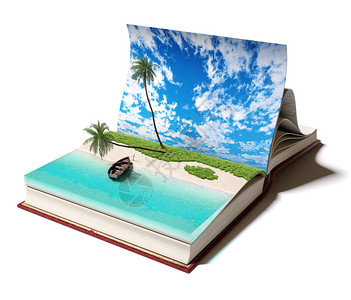 马来西亚邦咯岛开放书里面有热带海滩插画