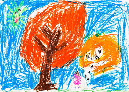 儿童绘画橙色图片
