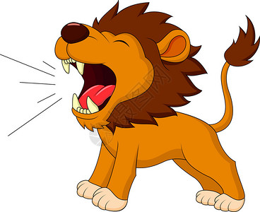 狮子卡通咆哮的插图图片