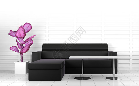 3D内部建筑现代沙发和黑图片