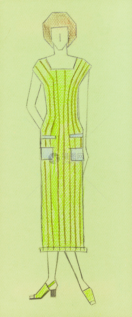 时装模特的草图编织妇女穿着的草图图片