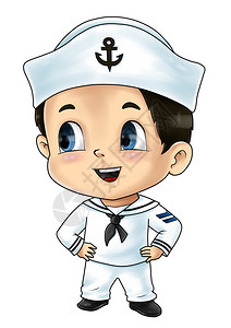 水手的可爱卡通插图图片