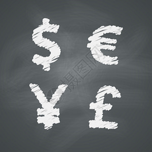 黑板上的货币标志美元欧元图片