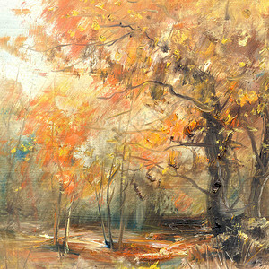 秋天的颜色背景油画图片