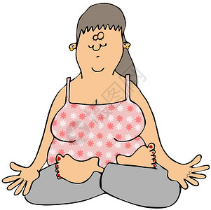 这个插图描绘了一位妇女坐着与手掌一起冥想背景图片