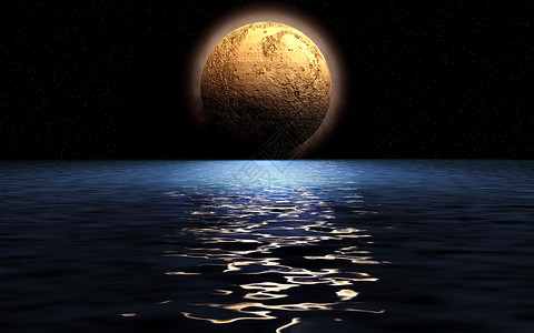 月亮和海洋的插图图片