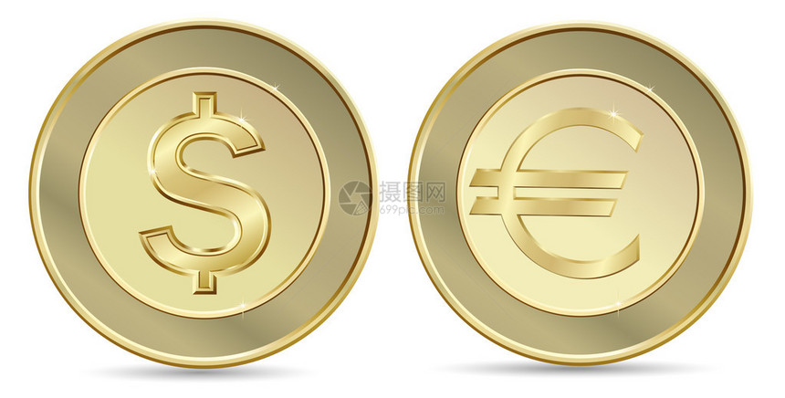 金币美元和欧元图片