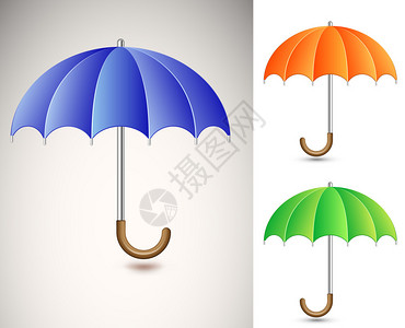 不同颜色雨伞的矢量图解图片