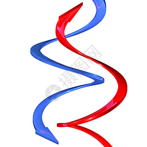 蓝色箭头和红色3d螺旋曲线背景图片