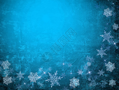 蓝色圣诞背景与雪花图片