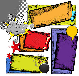 Grunge肮脏漫画背景地带和表达式云矢图片