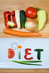 以蔬菜和文字食用餐板图片