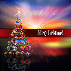 带有圣诞树装饰和星的节日庆祝活背景图片