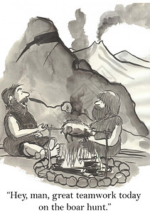 史前人们在火上做饭图片