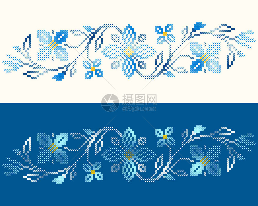 乌克兰传统民族风格的交叉刺绣设计要素图片