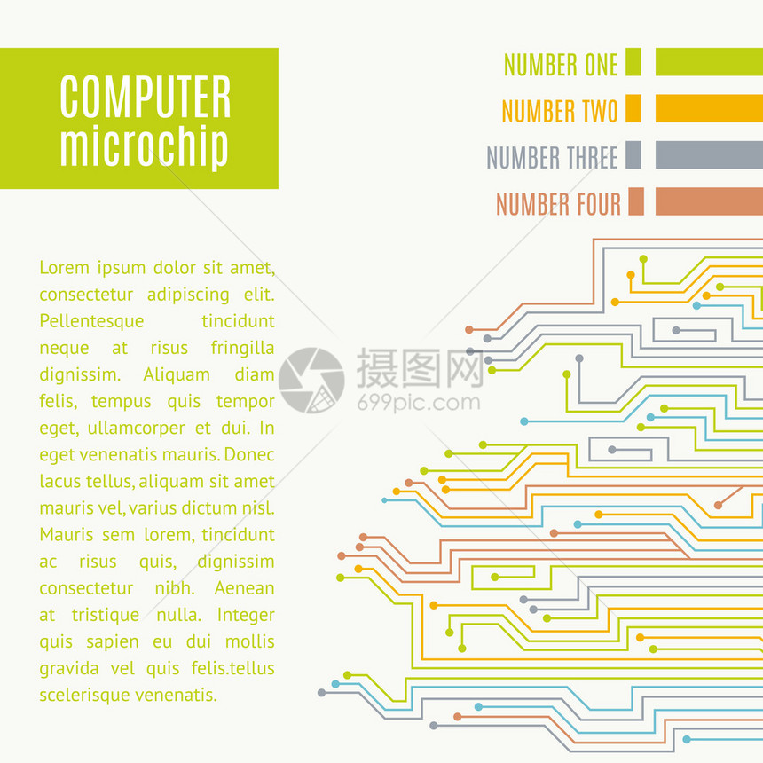 彩色微芯片背景矢量图图片