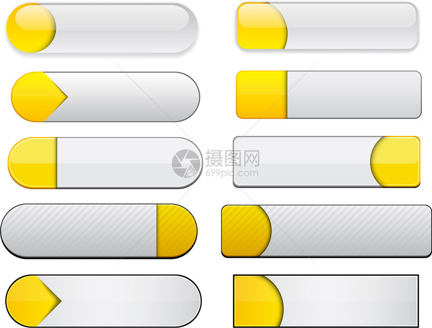 用于网站或应用程序矢量Eps10的一组空白黄图片