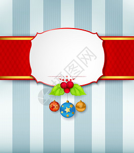 圣诞贺卡背景与丝带的矢量插图图片