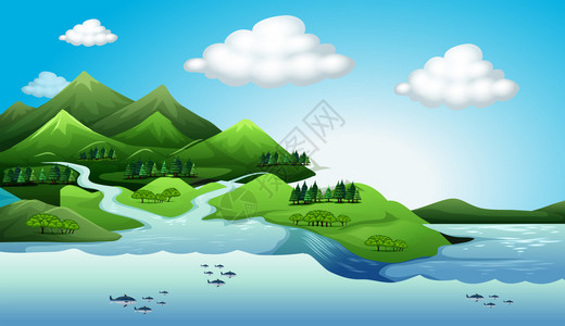 瓜渚湖关于土地和水资源的说明土地插画