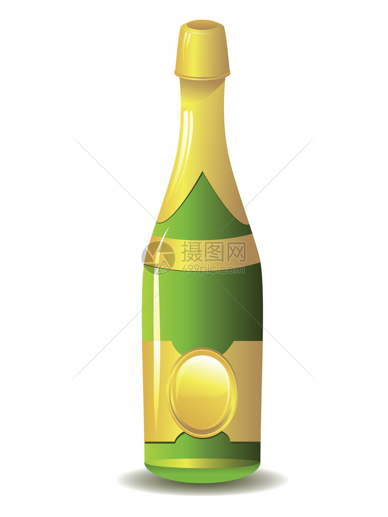 起泡酒白色背景上的香槟瓶图片