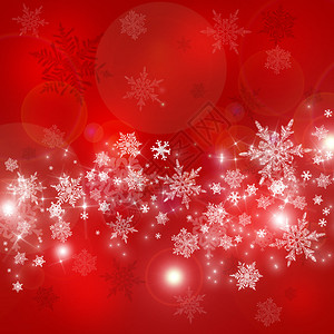 红色圣诞背景与白色雪花和星图片