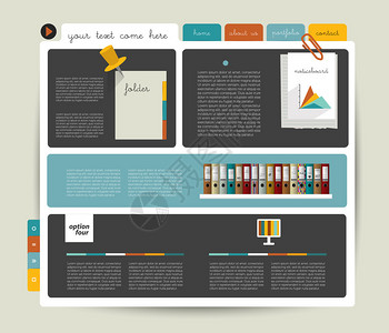 现代网站模板多彩的最小选项横幅矢量插图框图博客图片
