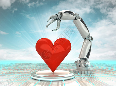 工业控制论机器人手创造人工爱与多背景图片