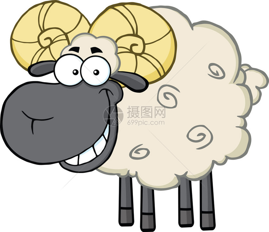 黑色头笑脸RamSheep卡通马图片