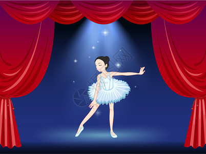 芭蕾舞女演员在舞台上跳舞的插图图片