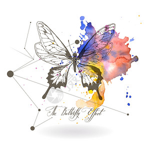 带有蝴蝶形象的抽象背景蝴蝶效应题字图片