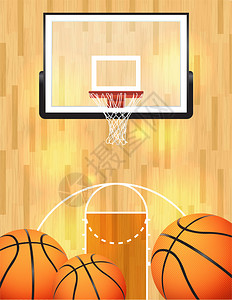 篮球场球和篮筐的插图矢量EPS10文件可用文件背景图片