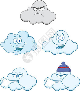 快乐愤怒的云朵卡通人物套装合集图片