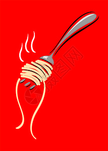 叉子插图上的意大利面图片