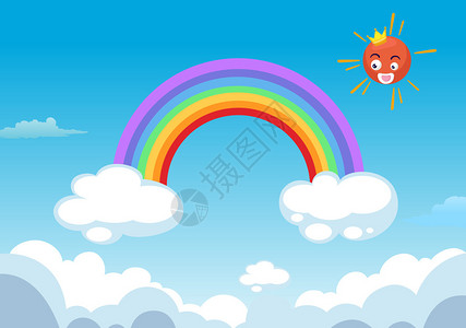云中彩虹和太阳的图片