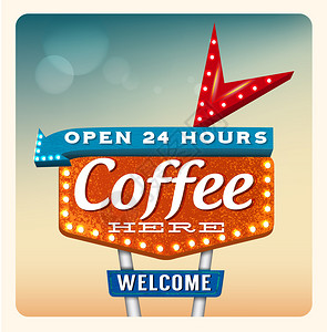 RetroNeon标志咖啡信件图片