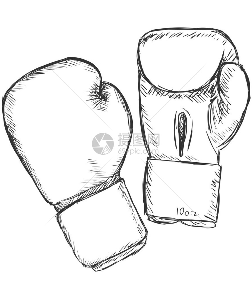 矢量素描拳击手套图片