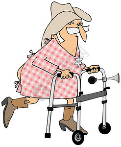 病号服这个插图描绘了一位穿着医院礼服的老牛插画