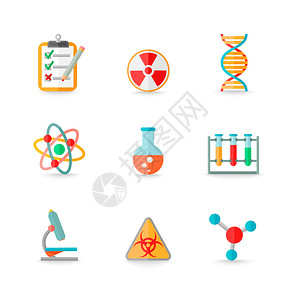 蒸馏玻璃原子dna符号图标设置隔离矢量图的科学化图片