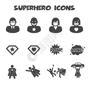 超级英雄图标单色符号图片
