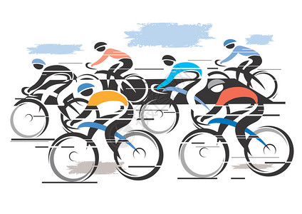 由六辆自行车骑手组成的自行车赛的图片