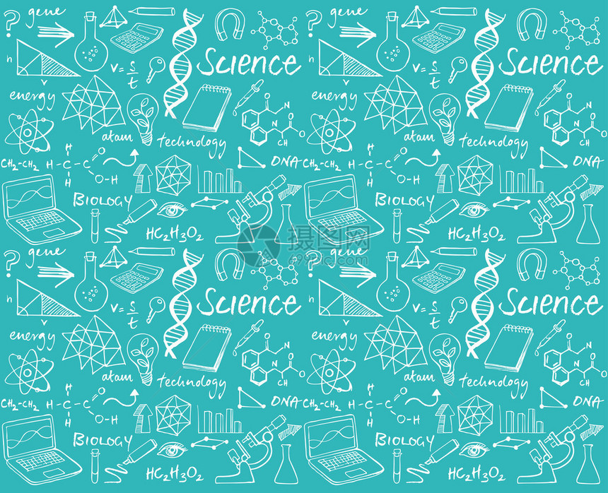 矢量科学涂鸦无缝背景图片