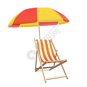 椅子和雨伞的矢量插图暑假概念插图图片