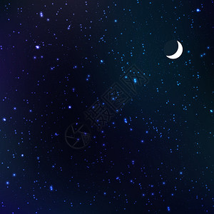 星夜与月亮矢量图图片