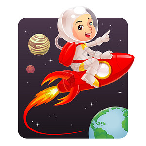 宇航员的孩子骑着红图片