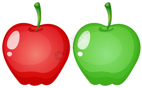 绿色和红色苹果的插图图片